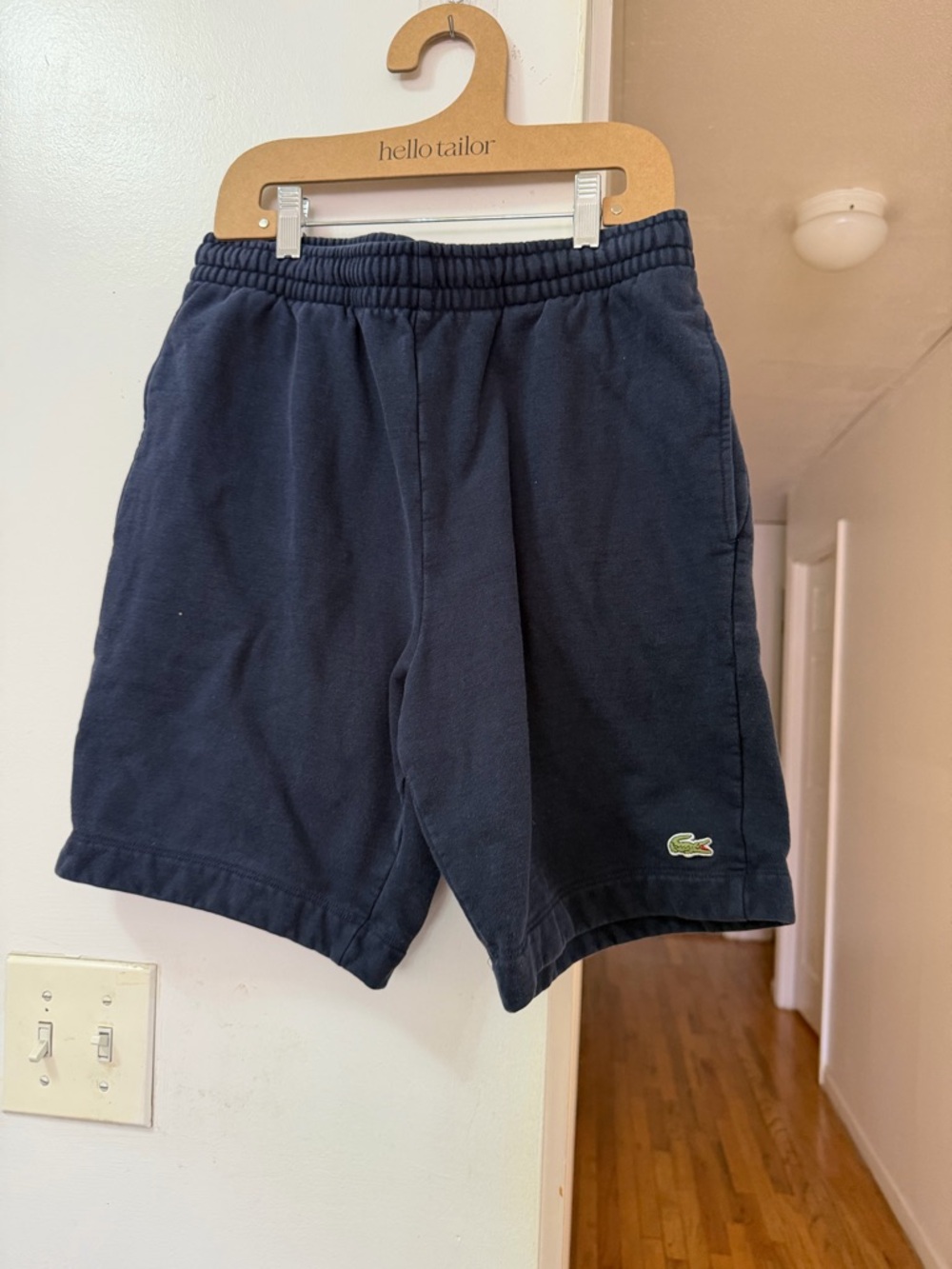 Lacoste Men's Navy Cotton Athletic Shorts with Embroidered Logo